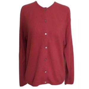 Land's End 100% Cashmere Rose Coral Cardigan M